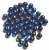 25 8mm Round Metallic Navy AB Glass Beads